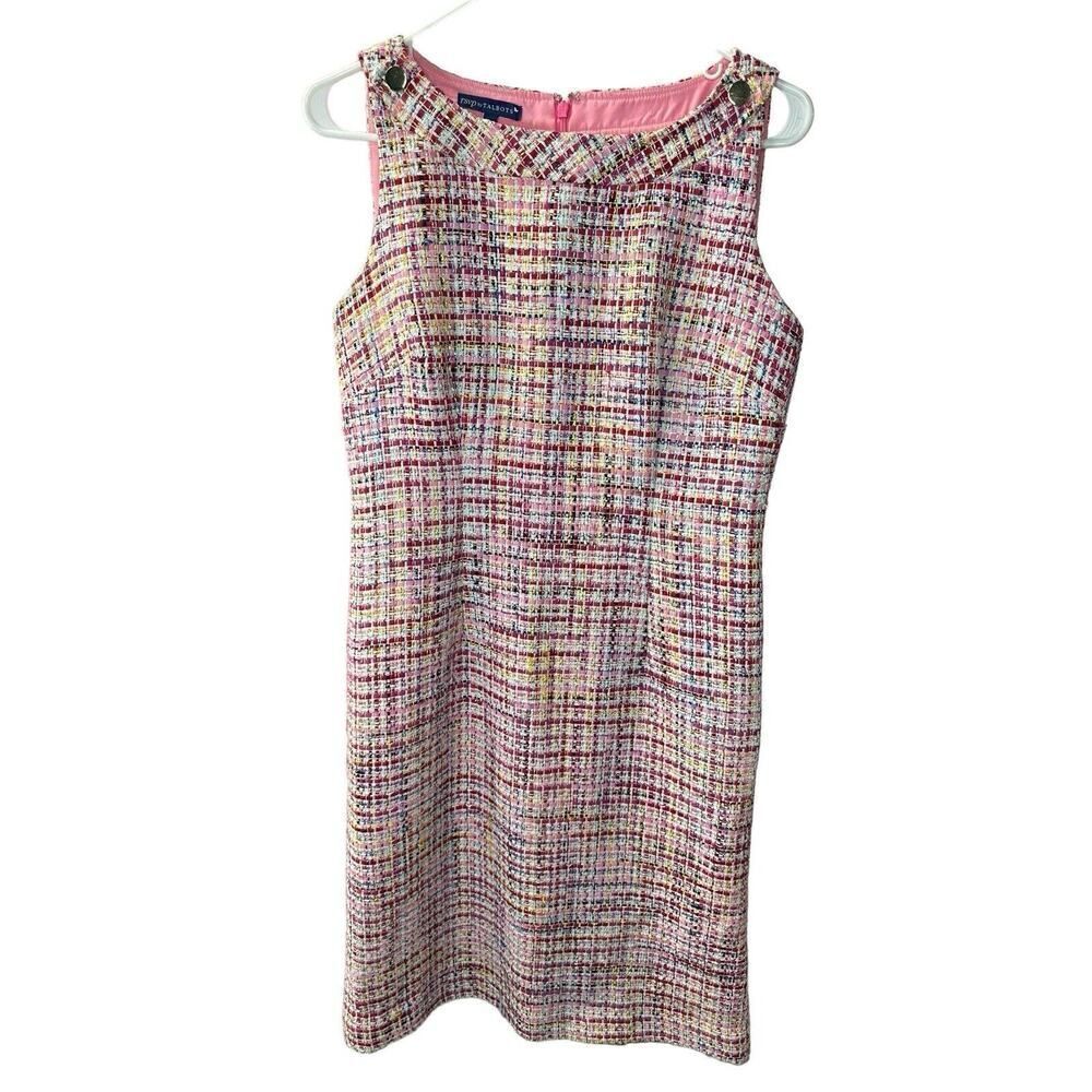 Talbots Pink Multicolor Tweed Midi Sheath Dress - Picture 7 of 15